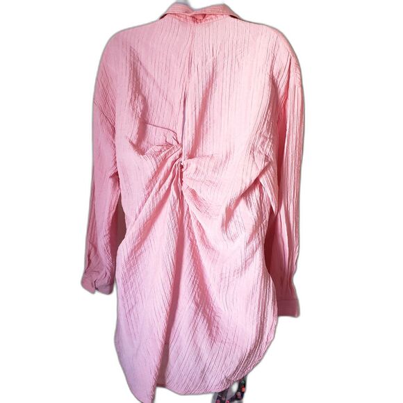 Oversized Baggy Pink Crinkle Blouse - Picture 3 of 7